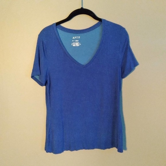 🎈4 FOR $20 APT 9 Short Sleeve Blue Print Top T-Shirt Sz MP - Picture 1 of 5